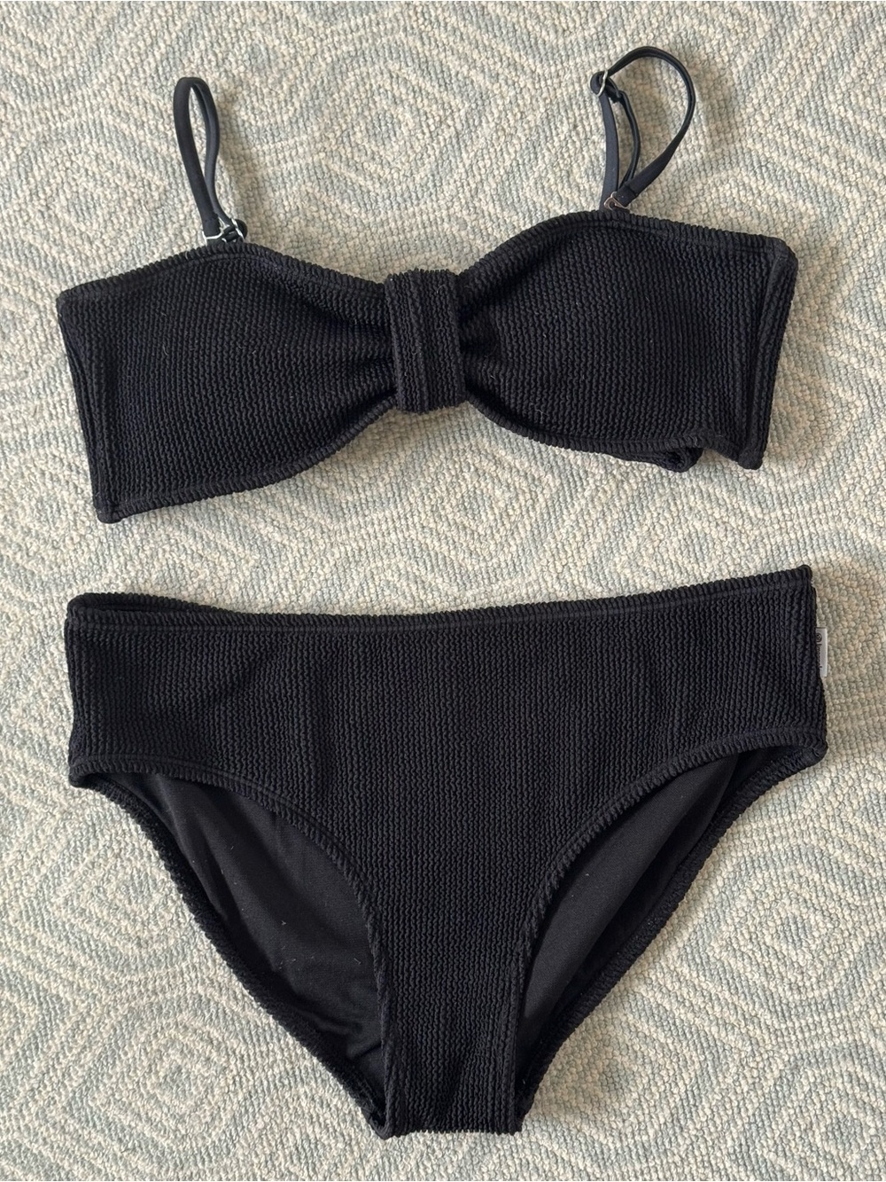 LimeApple Black Textured Bikini Set - Juniors Swim (Sz M)